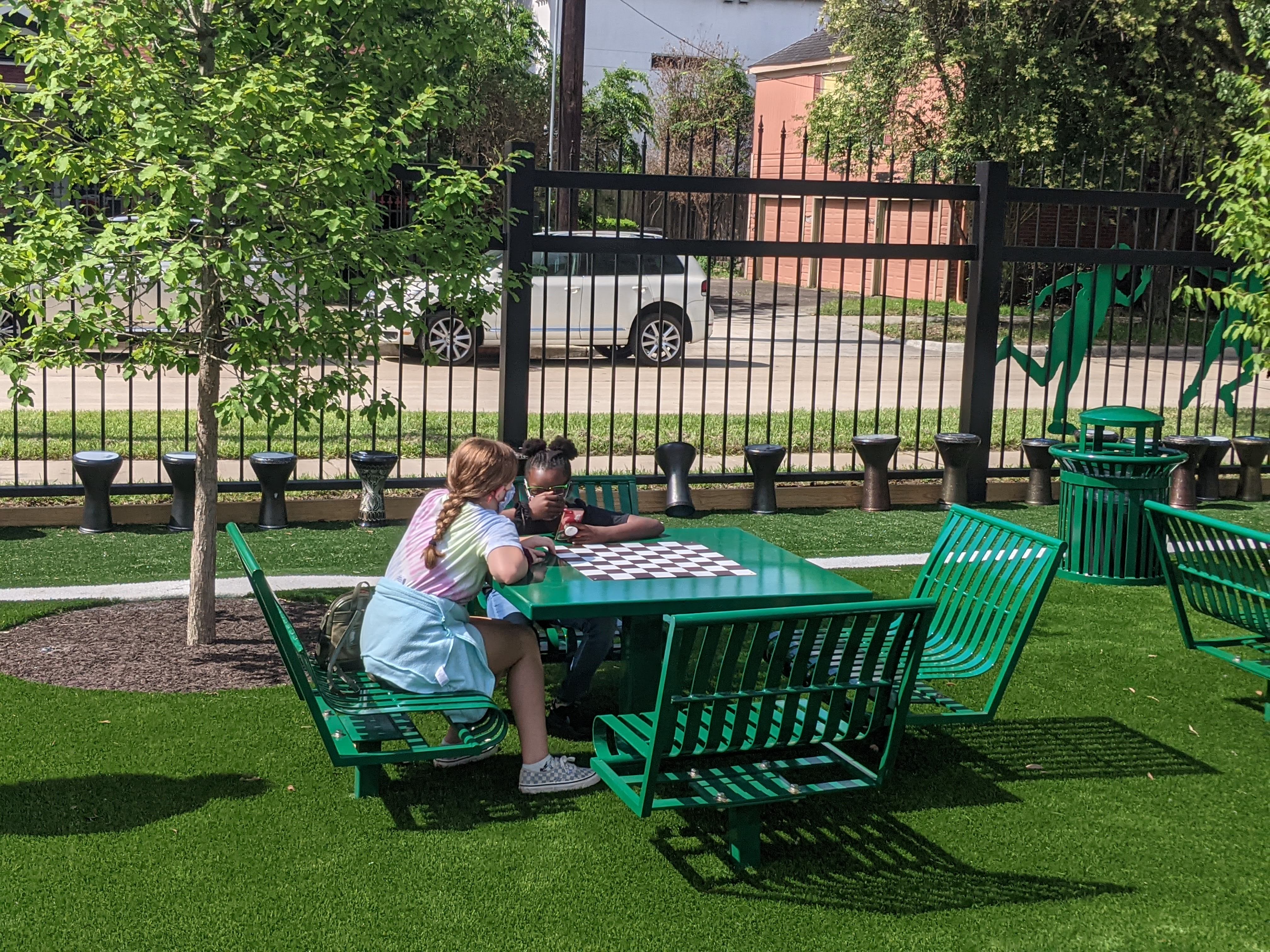 Hapsburg Square Table With Back Checkerboard Evergreen Education Park Playground Houstontx