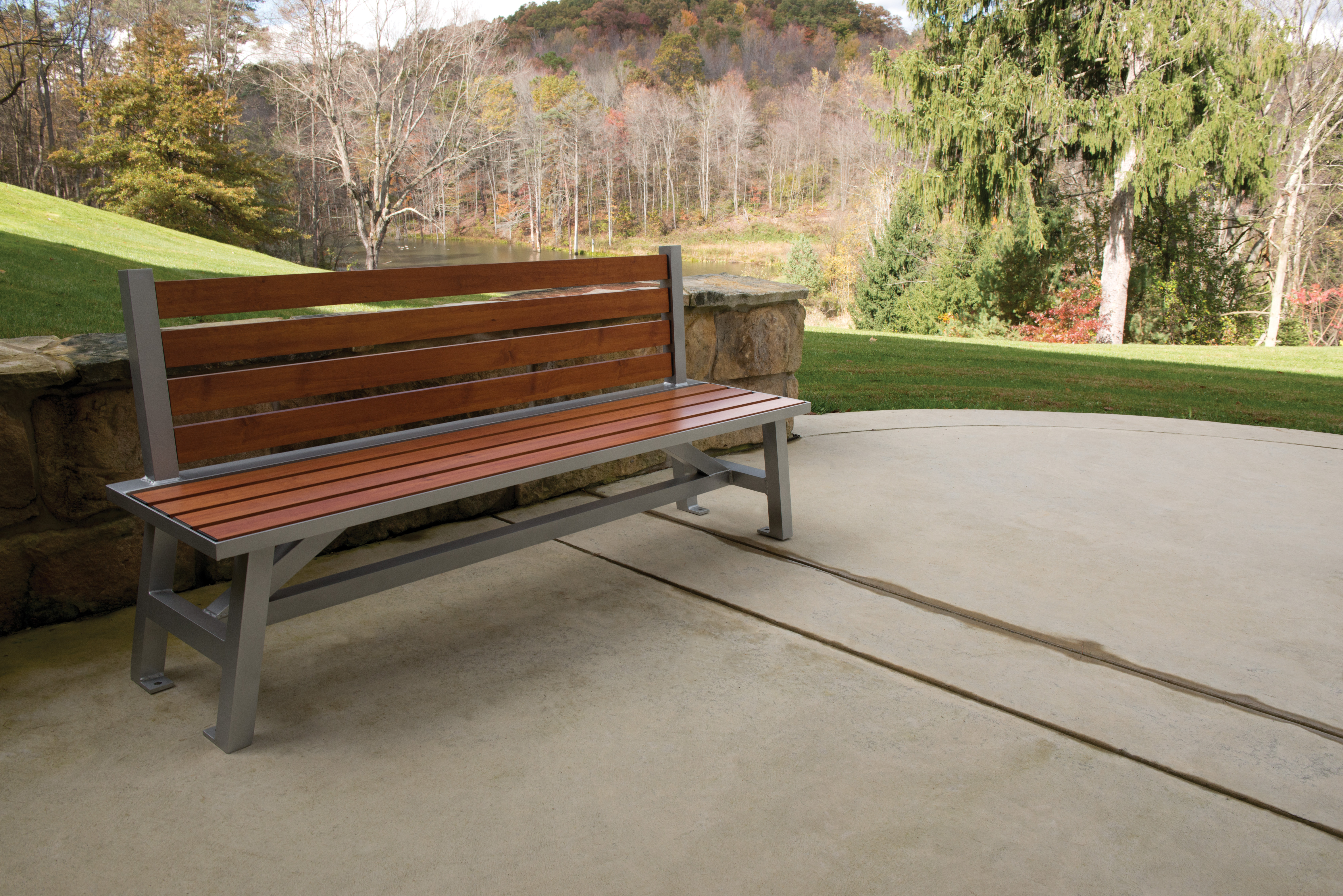 Breakwater Bench With Back 6Ft Sparklesilver Woodgrainaluminum Cherryflame Residential