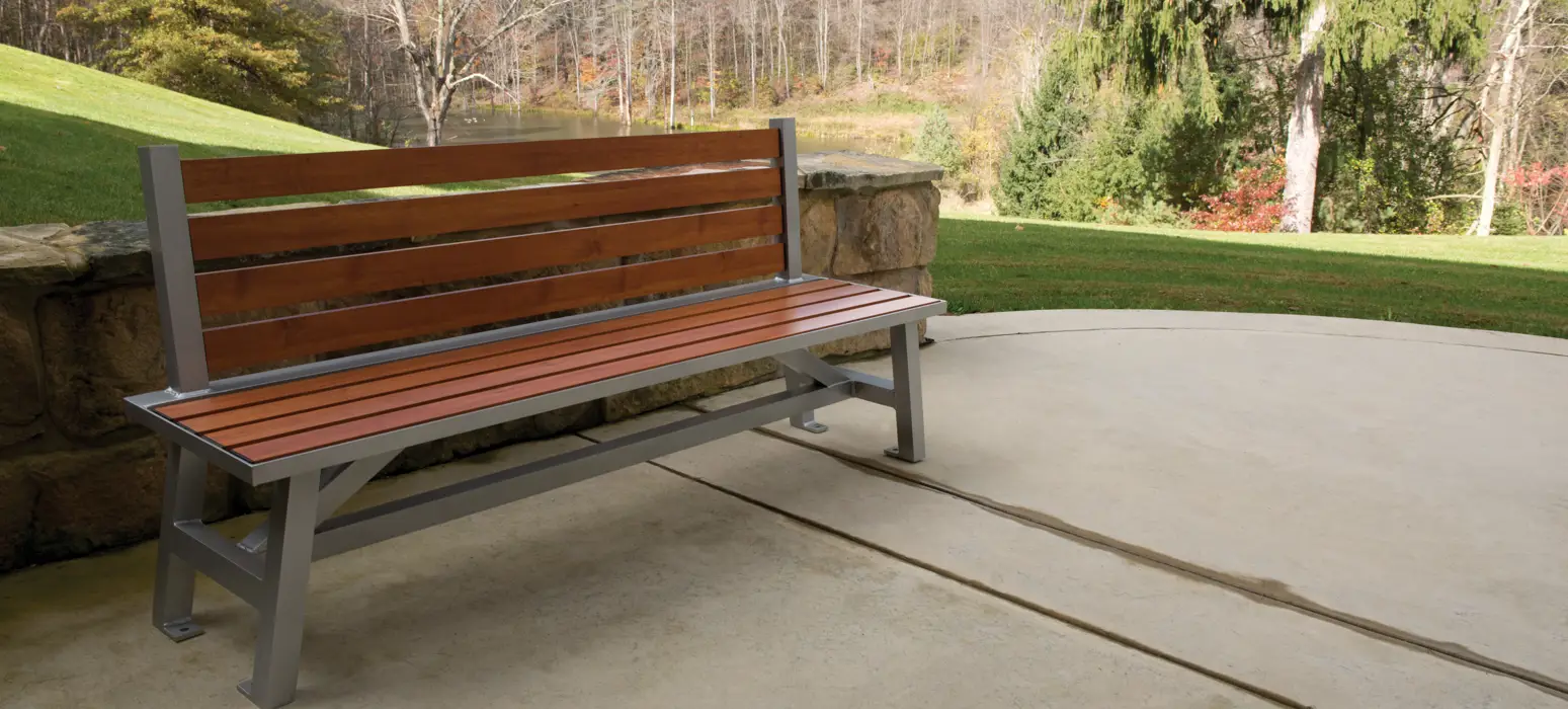 Breakwater Bench With Back 6Ft Sparklesilver Woodgrainaluminum Cherryflame Residential