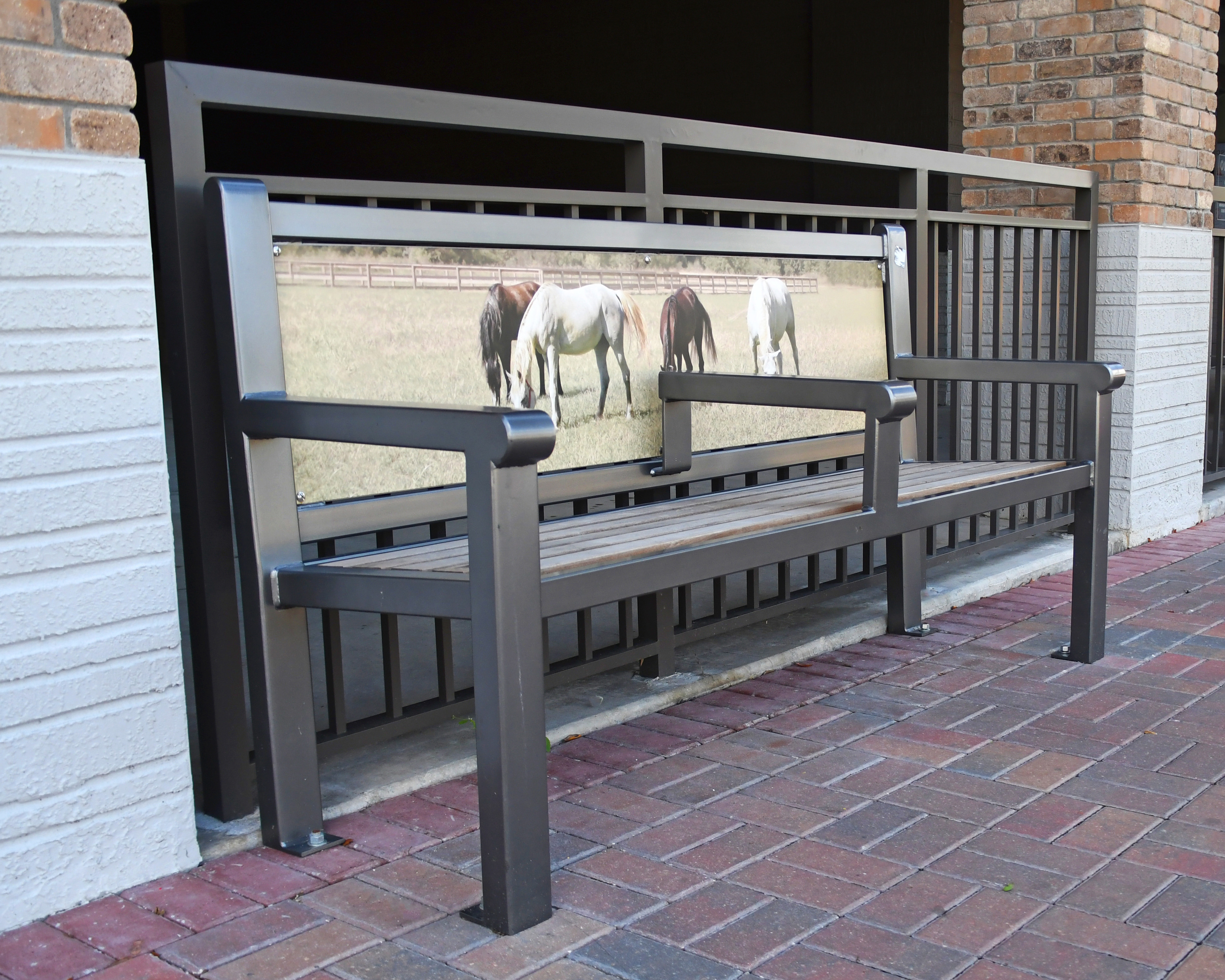 Reading 6Ft Bench With Back Center Arm Keyshieldart Signage Horses