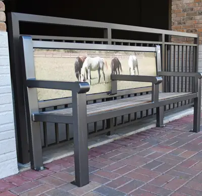 Reading 6Ft Bench With Back Center Arm Keyshieldart Signage Horses