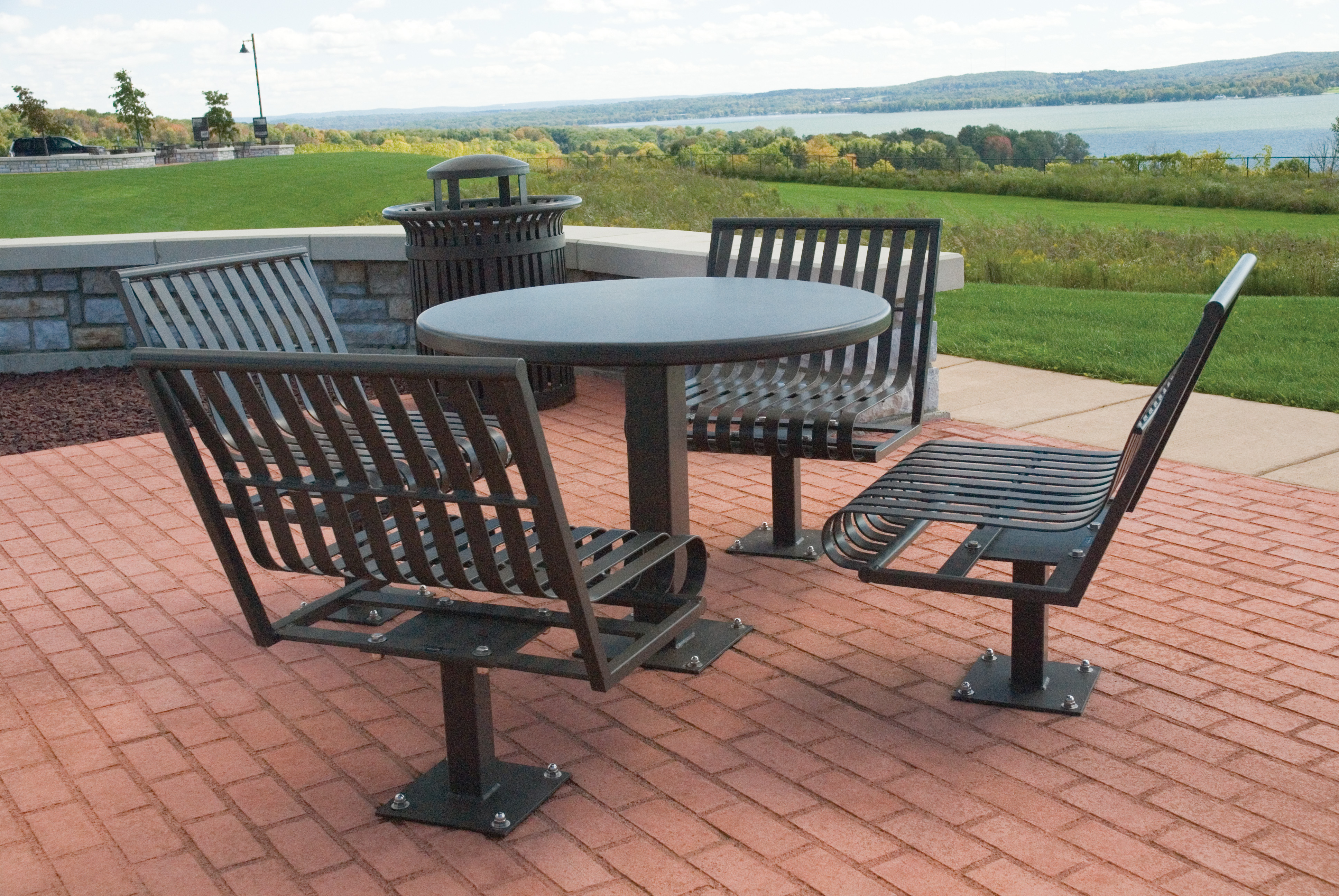 Saxony Table Midtown Litter Receptacle 32Gal Bronze Reststop Landscapedesign