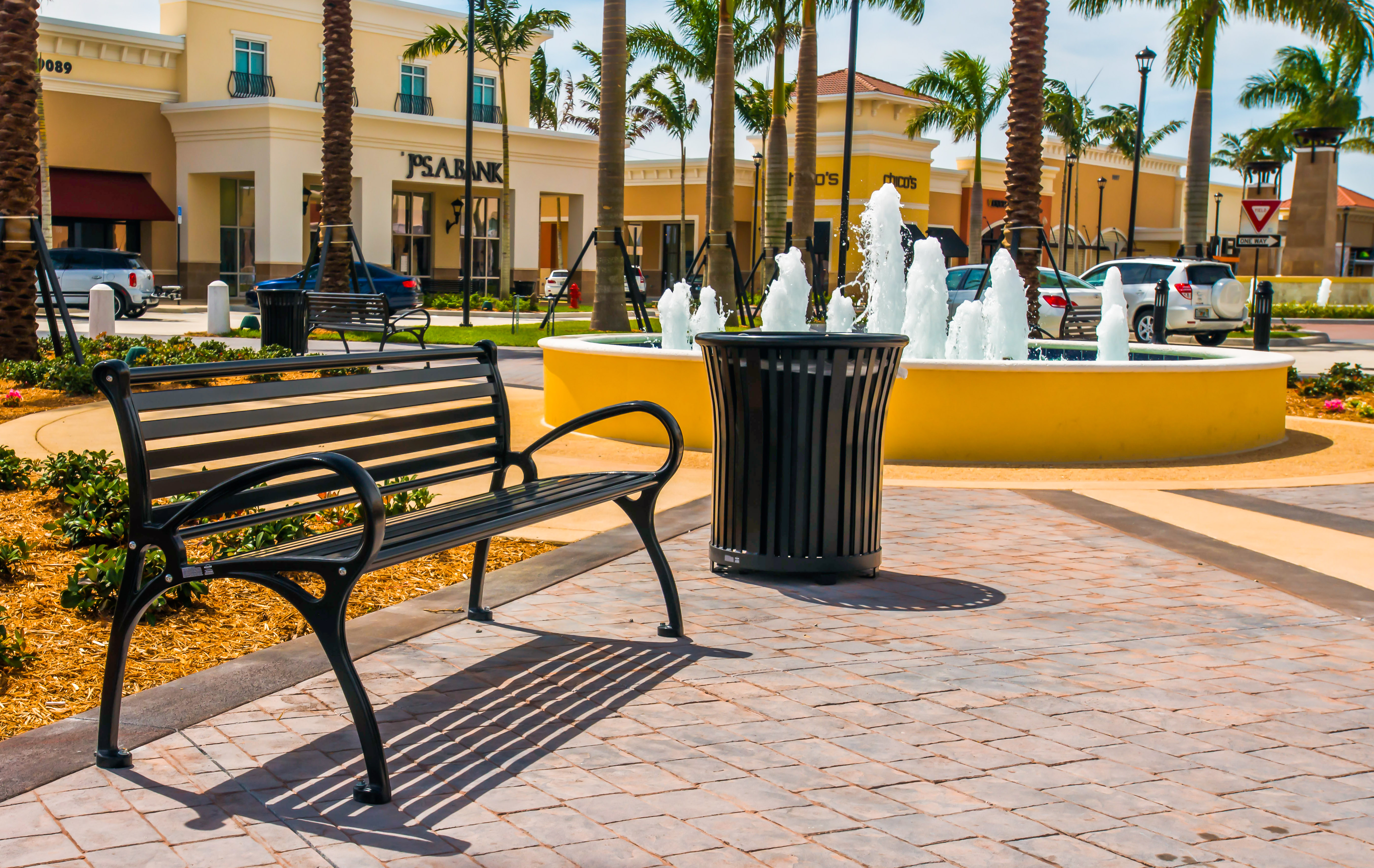 Schenley Bench With Ack 6Ft Glossblack Harmony Litter Receptacle Glossblack Retail Delraysc
