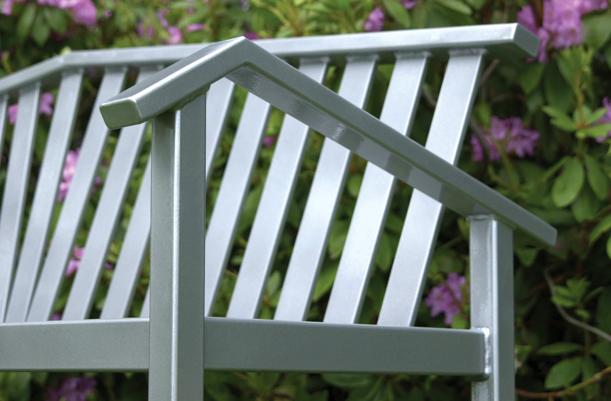 Atticus Bench With Back 6Ft Sparklesilver Closeup Residential