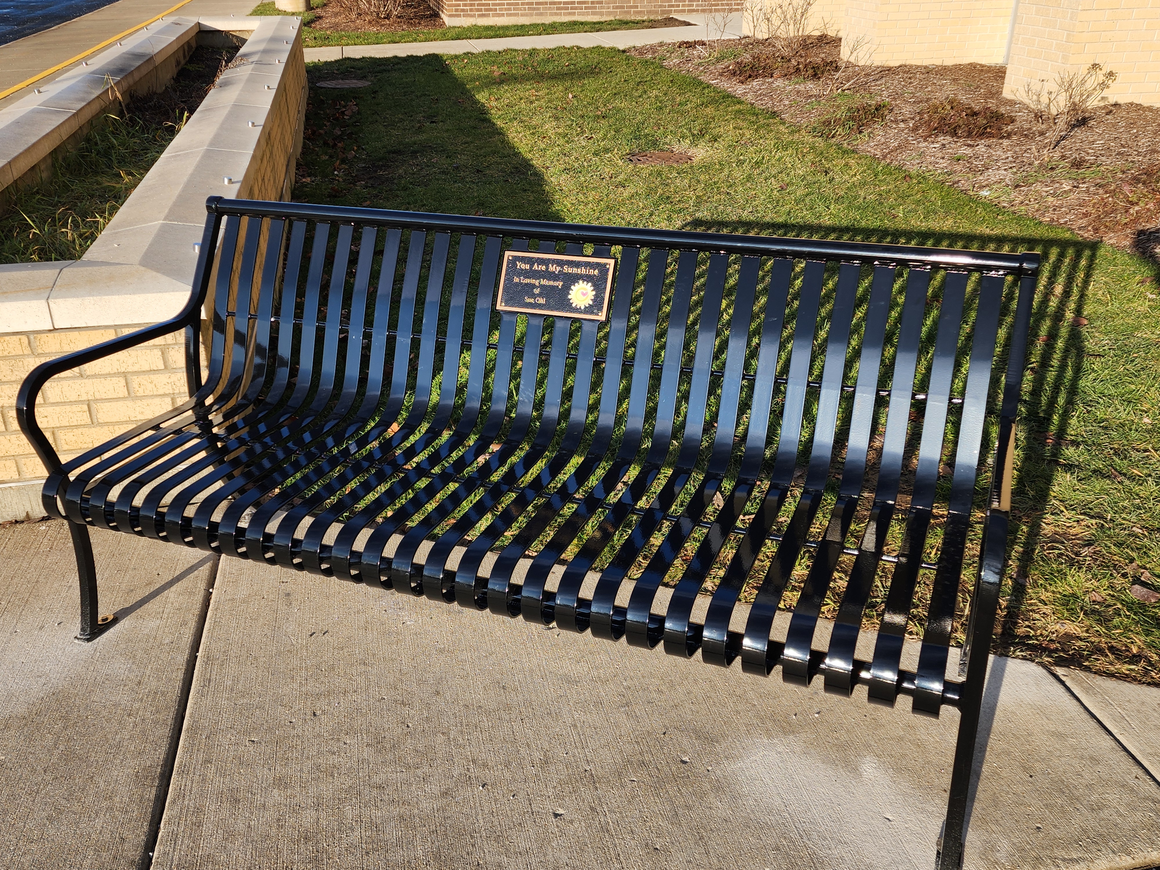 Pullman Bench With Back 6Ft Plaque Glossblack Education Elementaryschool Tinleyparkil