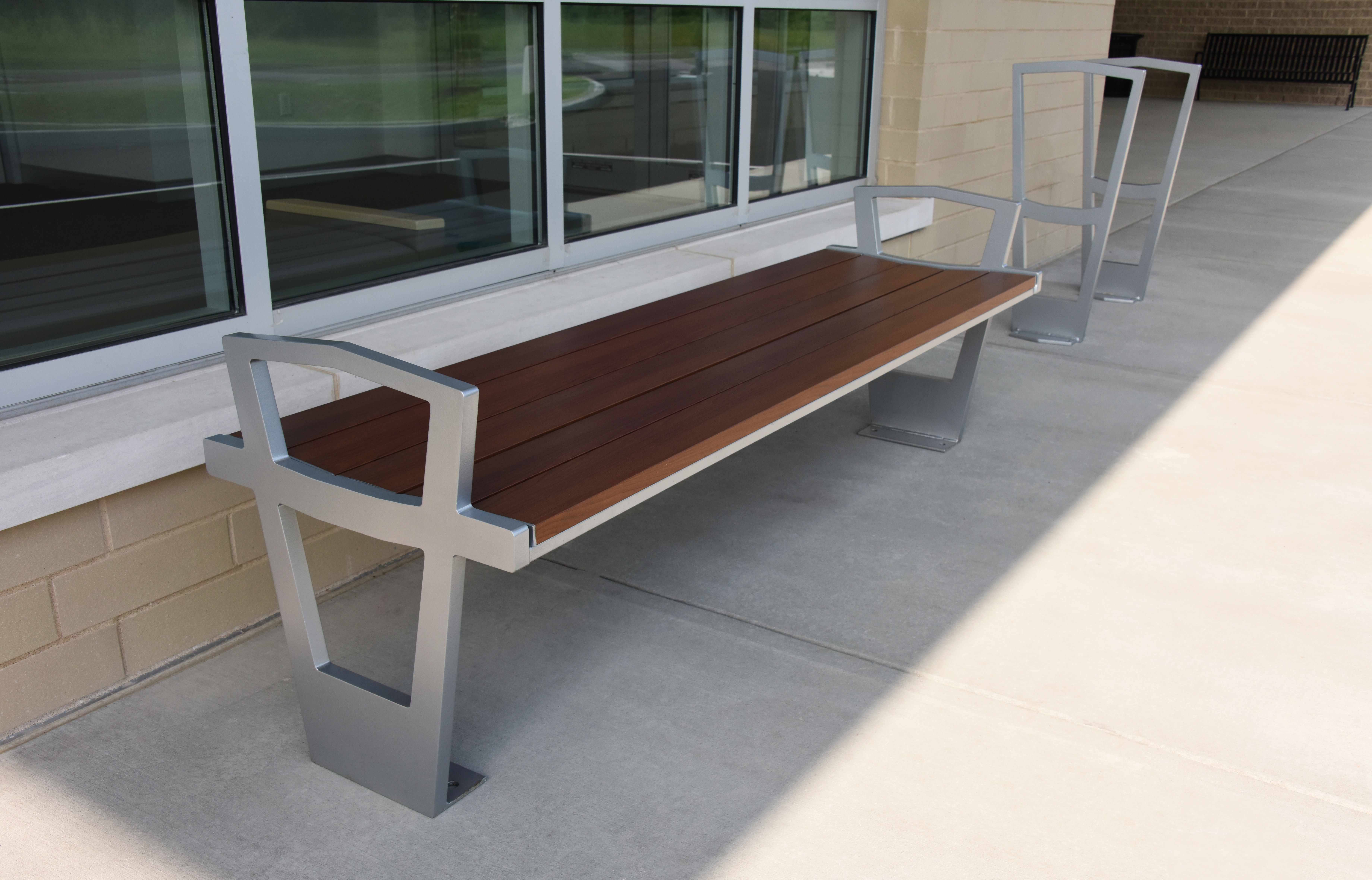 Feature Creekview Bench Without Back Sparklesilver Woodgrainaluminum Cherryflame Healthcare