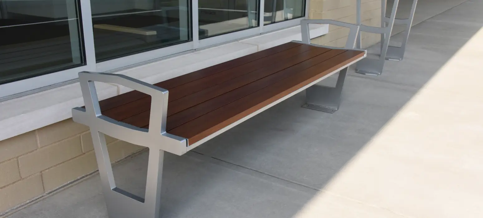 Feature Creekview Bench Without Back Sparklesilver Woodgrainaluminum Cherryflame Healthcare