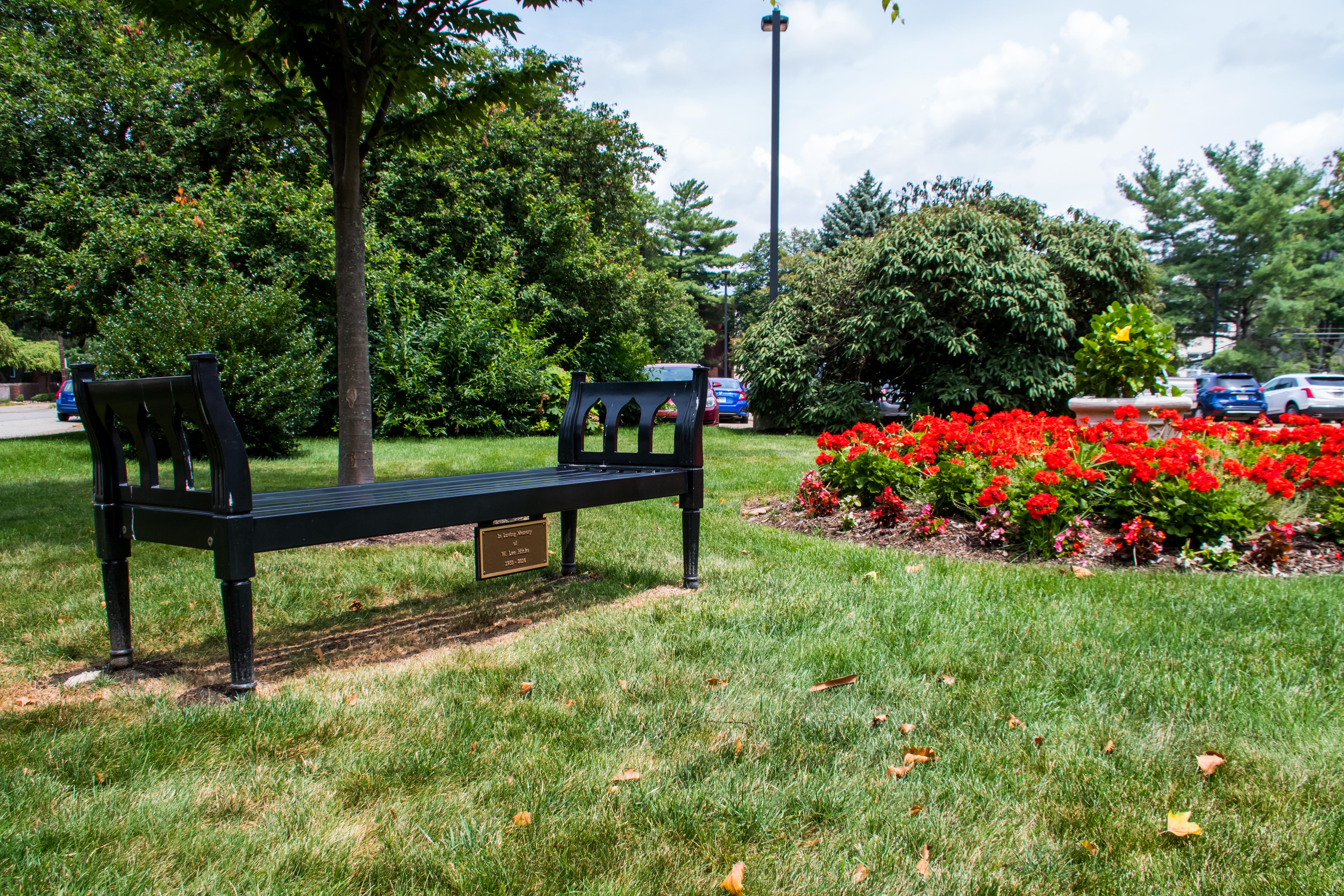Augustine Bench Without Back 6Ft Plaque Glossblack Church Pittsburghpa 2