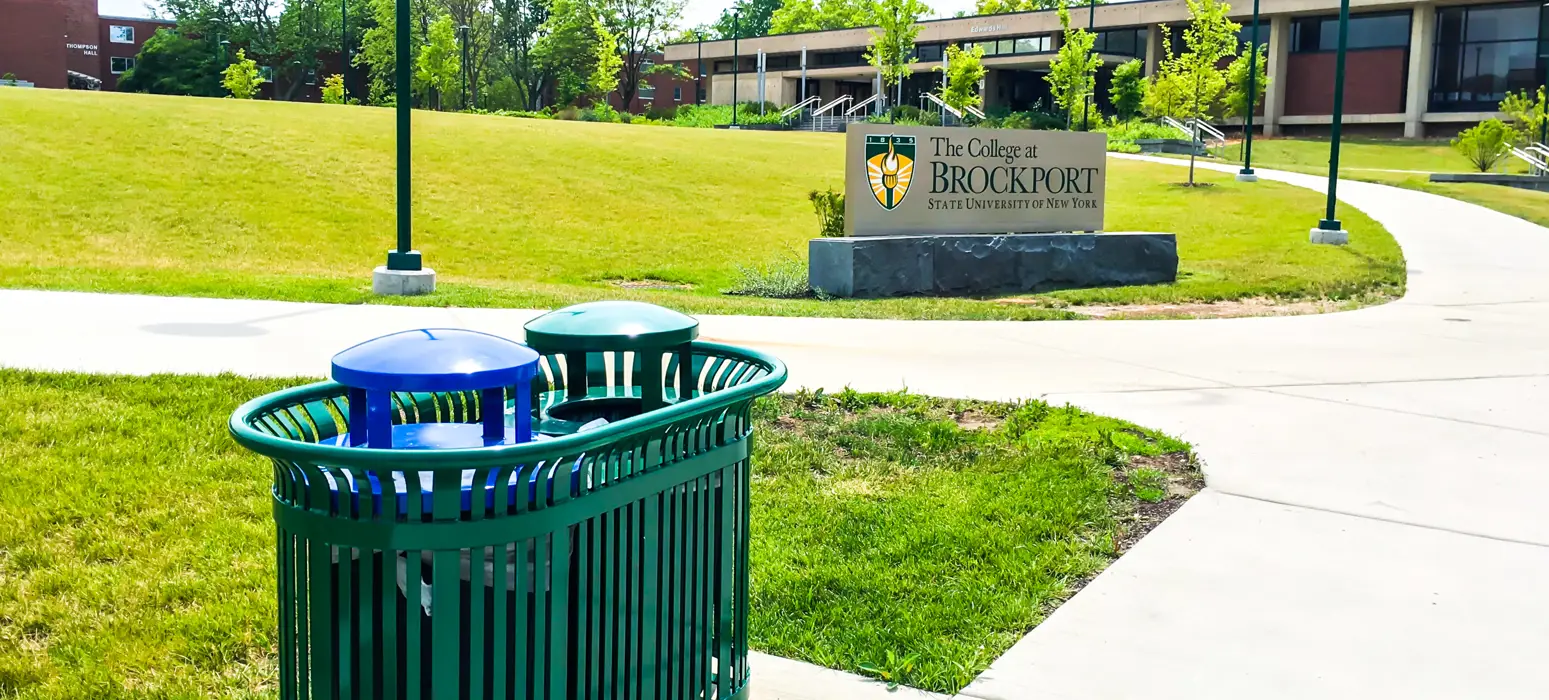 Midtown Dual Litter Recycle Receptacle 32Gal Elevatedlid Evergreen Education University Brockportny