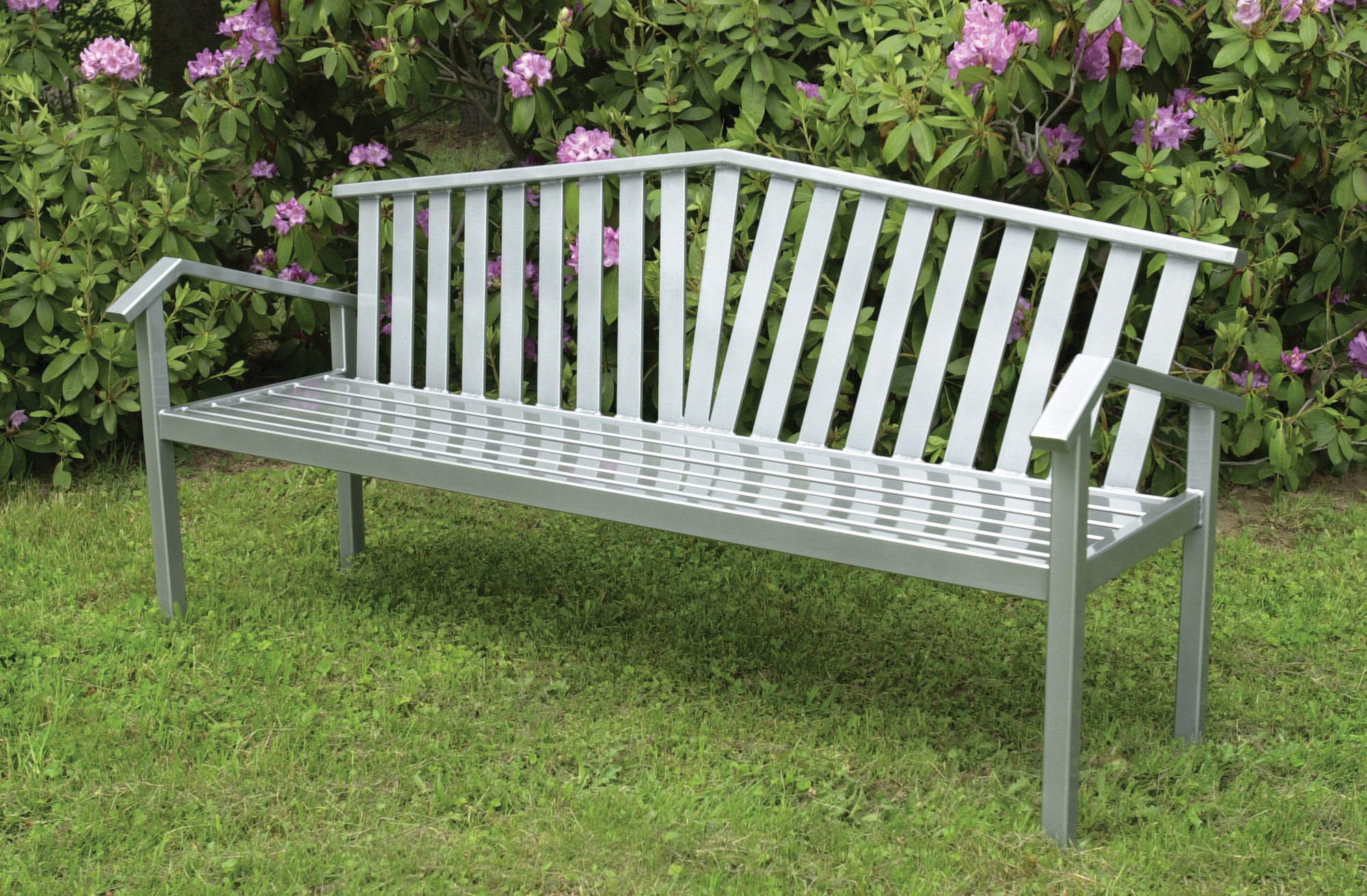Feature Atticus Bench With Back 6Ft Sparklesilver Residential