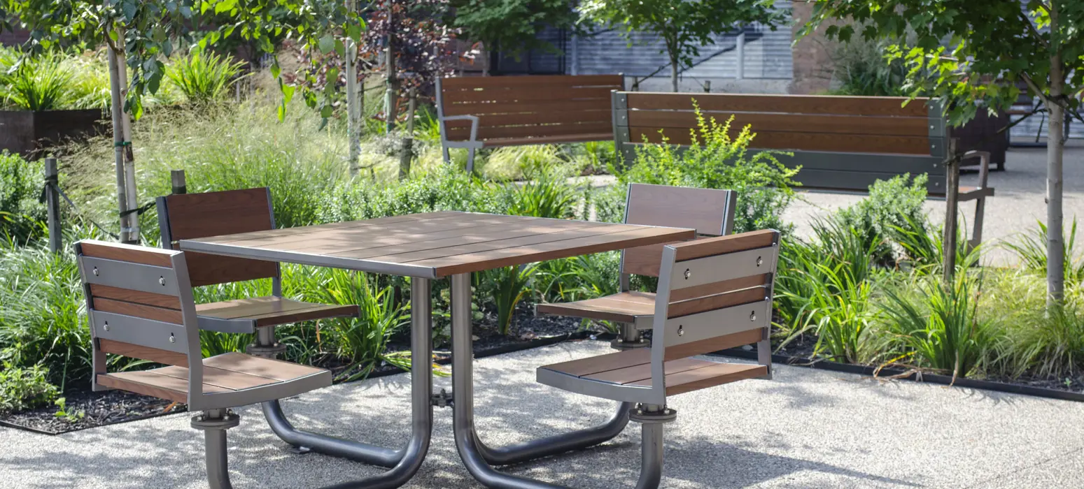 Creekview Table Set Chromite Woodgrainaluminum Cherryflame Landscapedesign Pittsburghpa