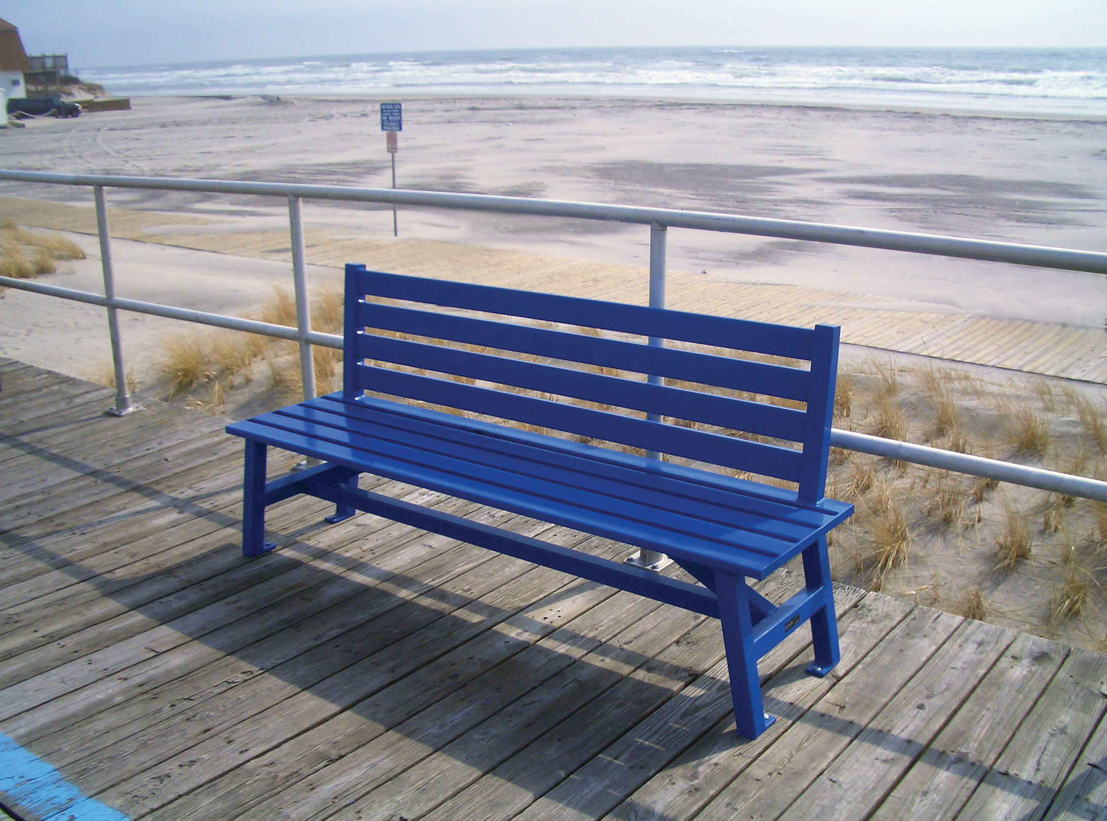 Featured Breakwater Bench With Back 6Ft Nantucketblue Recreation Boardwalk Wildwoodnj