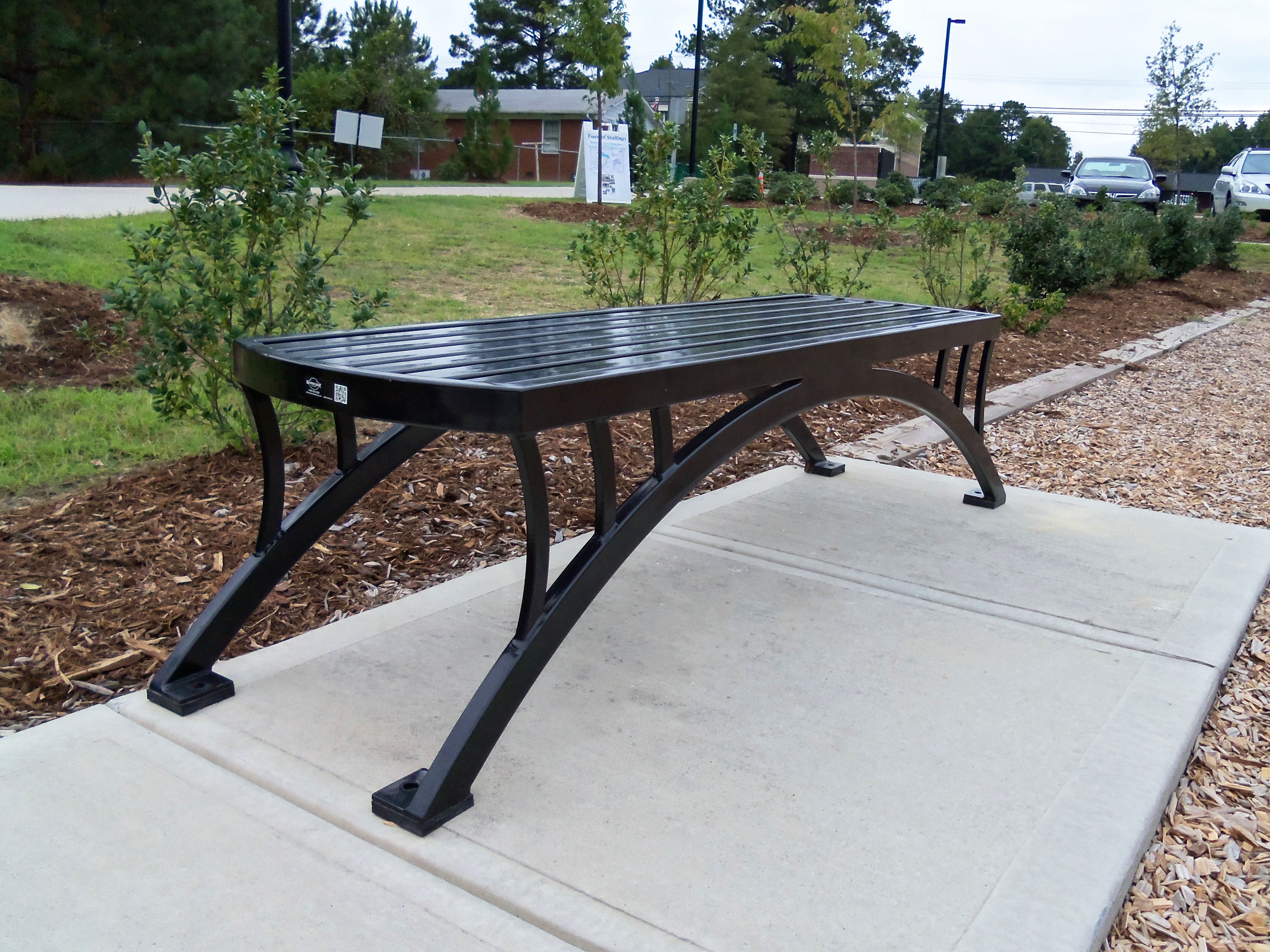 Feature Dragonfly Bench Without Back Glossblack Municipal Park