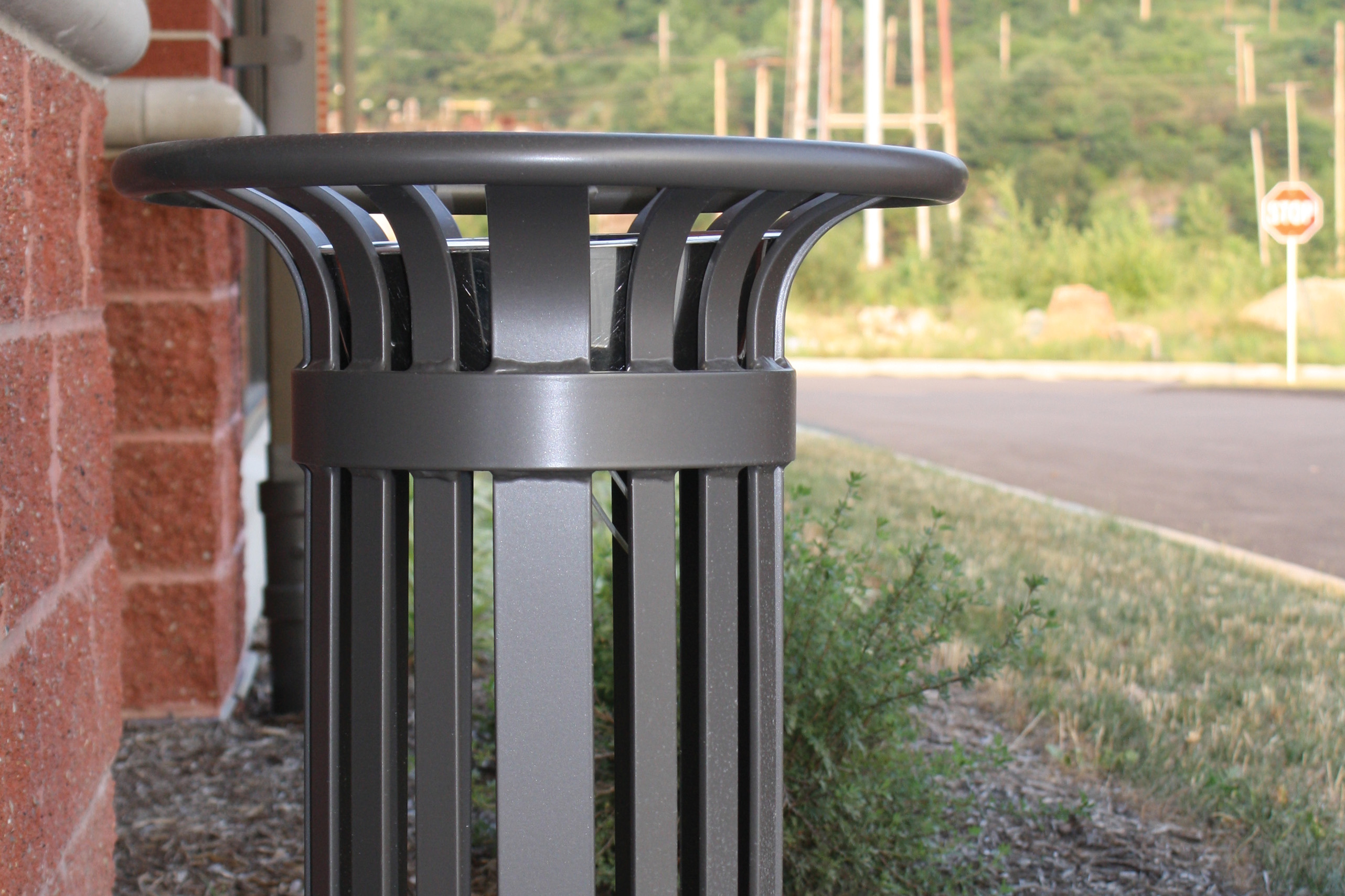 Midtown Ash Receptacle Bronze Building Entrance