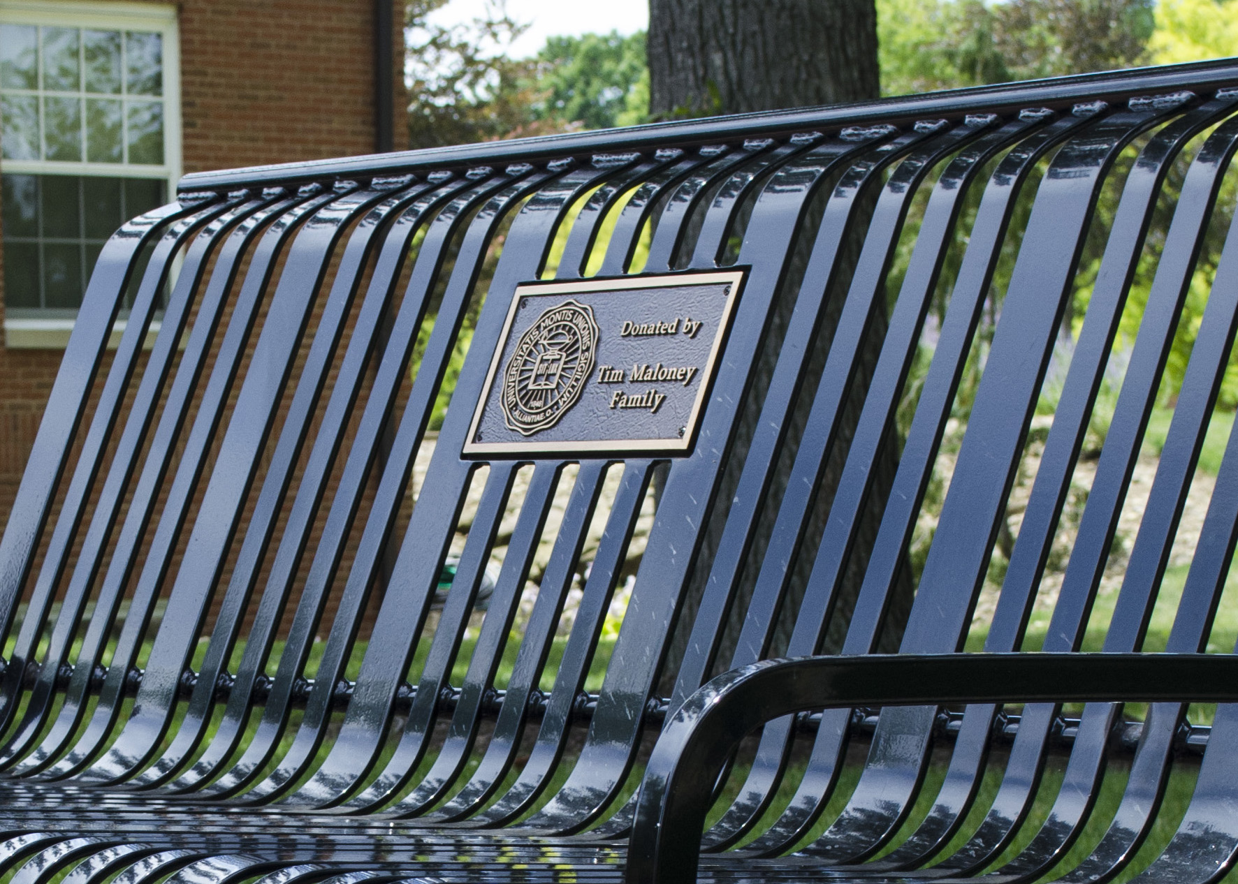 Midtown Bench With Back 4Ft Plaque Closeup