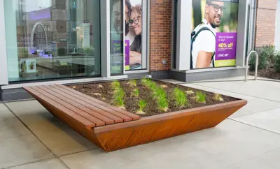 Custom Planter Keyshieldartslats UPMC Mercy Pavilion Weathingsteel Pittsburghpa