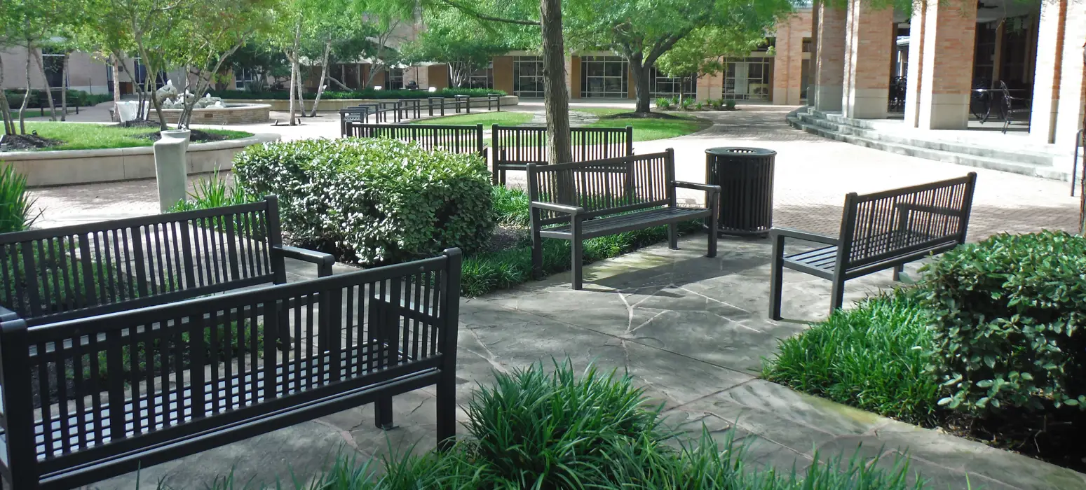 Reading Bench With Back 6Ft Reading Litter Receptacle 32Gal Bronze Education (1)