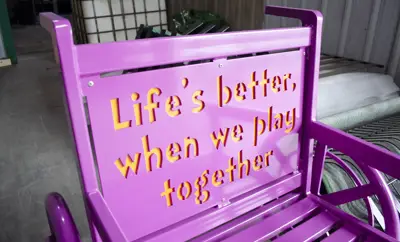 Custom Chair Purple Lasercut Text