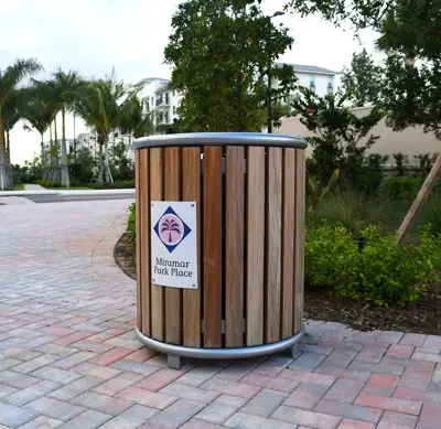 Reading 32 Gallon Litter Receptacle Wood Keyshieldart Logo