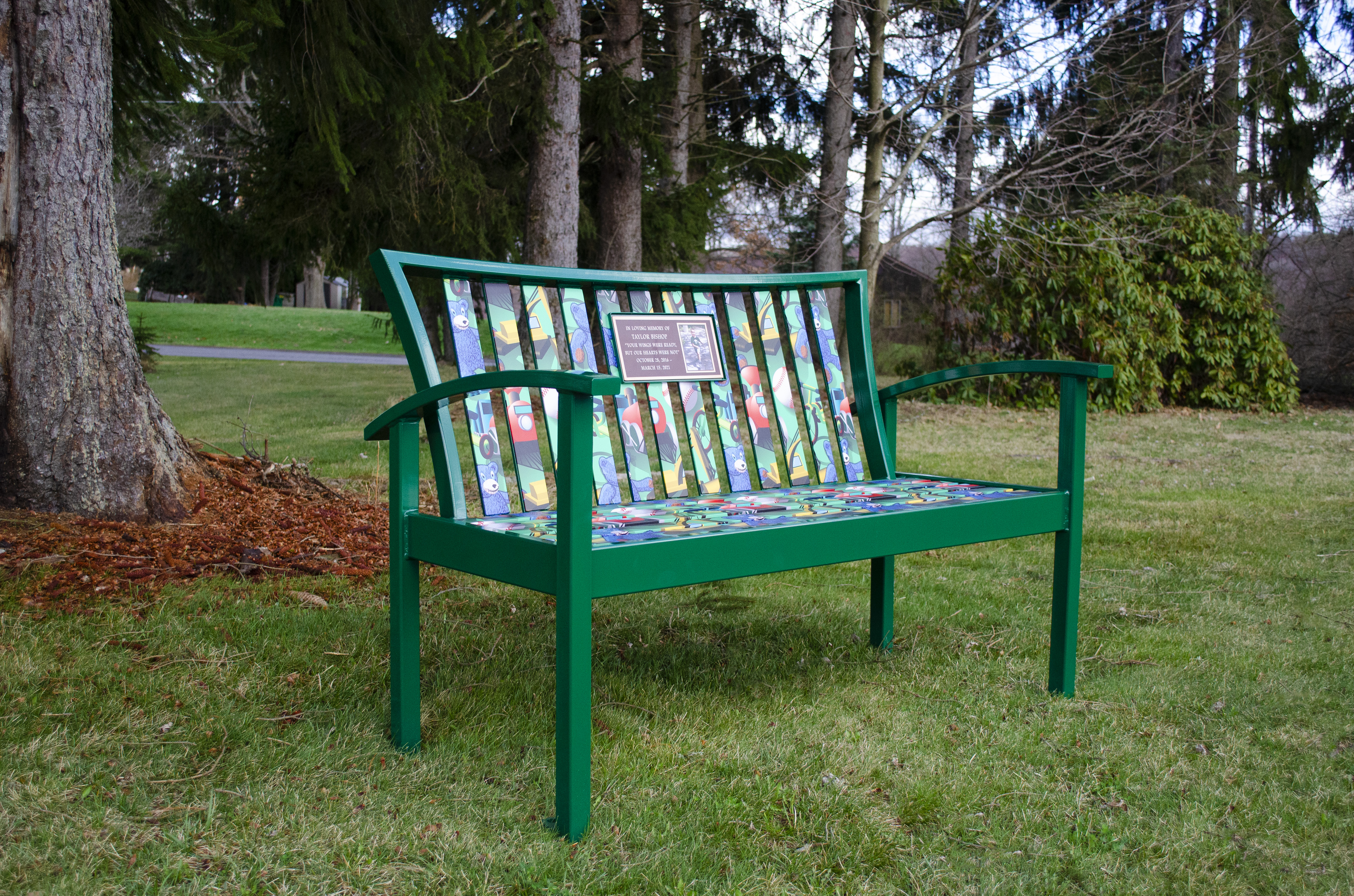 Exeter Bench With Back 6Ft Plaque Evergreen Keyshieldart Park