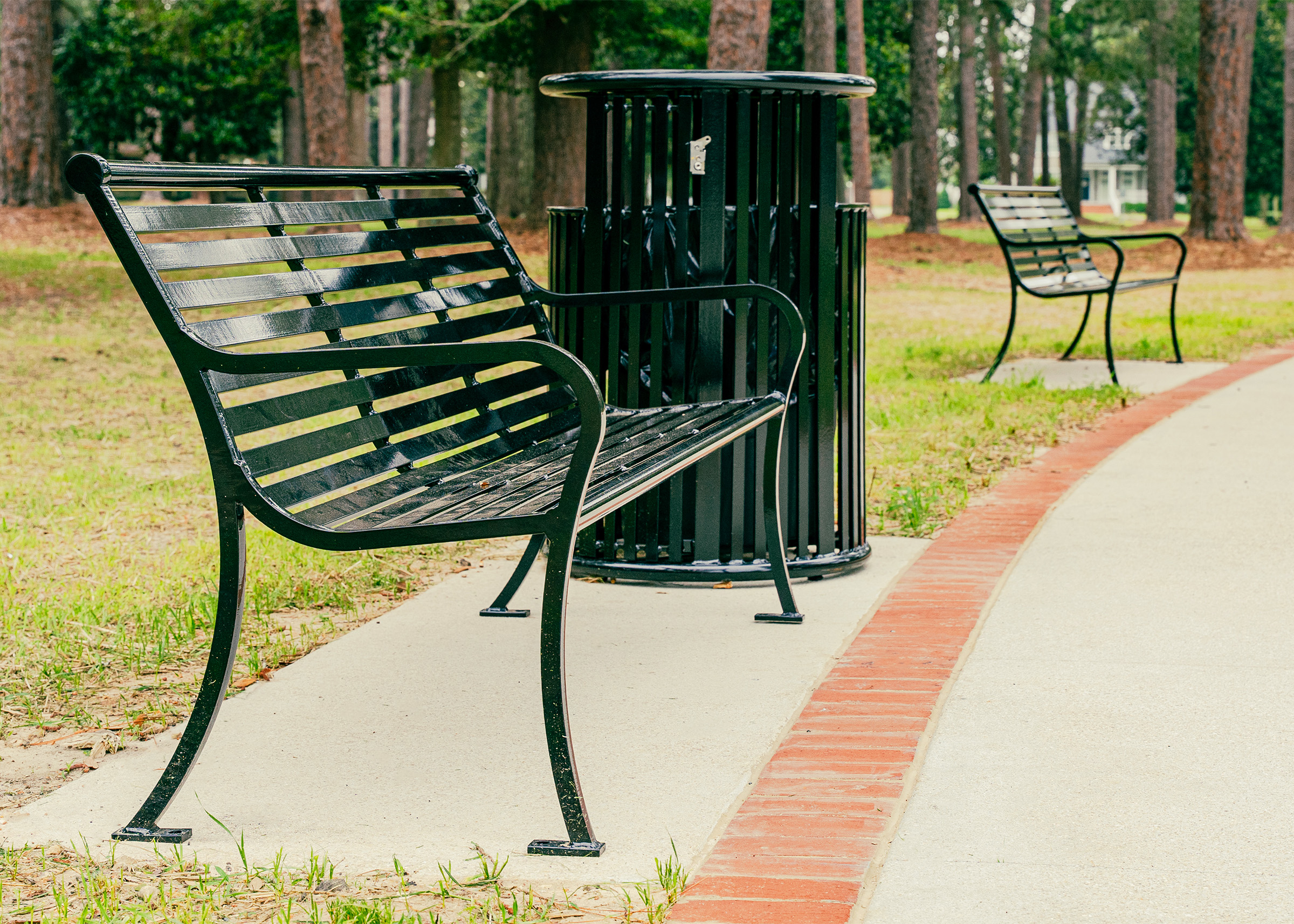 Bessemer Bench With Back 6Ft Glossblack Municipal Park Thomasvillega