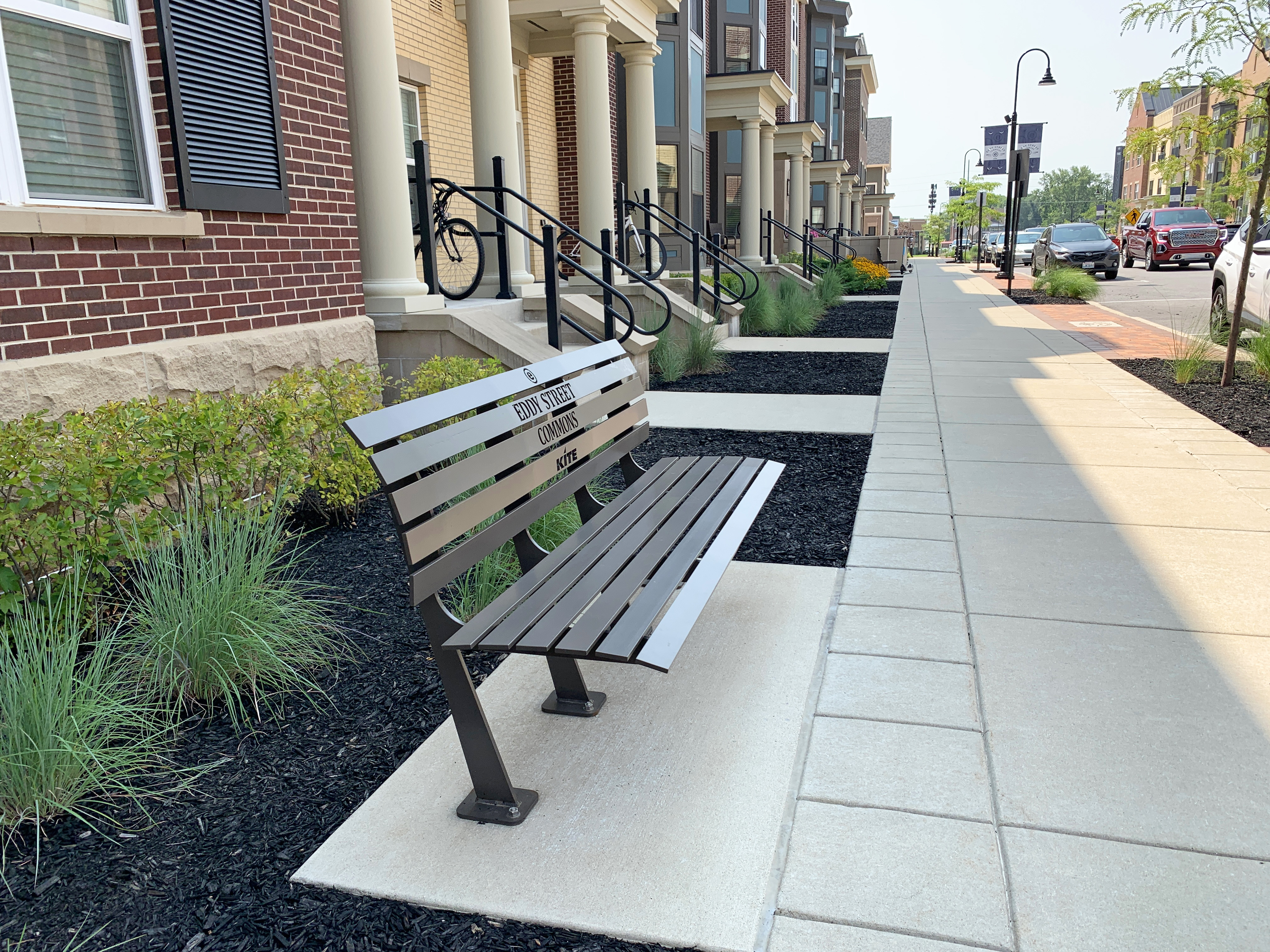 Carson Bench With Back Bronze 6Ft Lasercut Residential Streetscape Southbendin