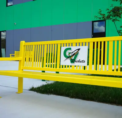 Reading 8Ft Bench With Back Yellow Keyshieldart Schoollogo